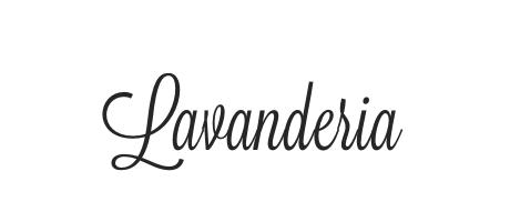 Black script lettering spelling the word "Lavanderia" on a white background.