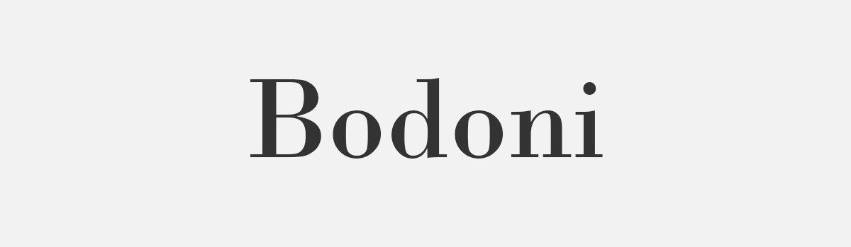 The text "Bodoni" is displayed in a classic serif font.